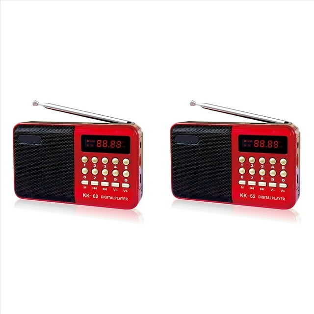 2X Radio FM Digital Multifunción, Altavoz Multimedia, Reproductor de Música MP3, Compatible con para Tarjeta TF, Unidad USB, Pantalla, Regalo para Personas Mayores