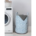 thumbnail image 3 of Floral Laundry Bag, Continuing Pattern of Botanical Streaks Flowers and Leaves Garden Elements, Basket with Handles Drawstring Closure for Laundromats, 13" x 19", Sea Blue and White, by Ambesonne, 3 of 4