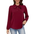 thumbnail image 6 of Asklazy Womens Dressy Chiffon Blouse Business Work Casual Tie Neck Shirt Tops,US Size,L,Wine Red, 6 of 13