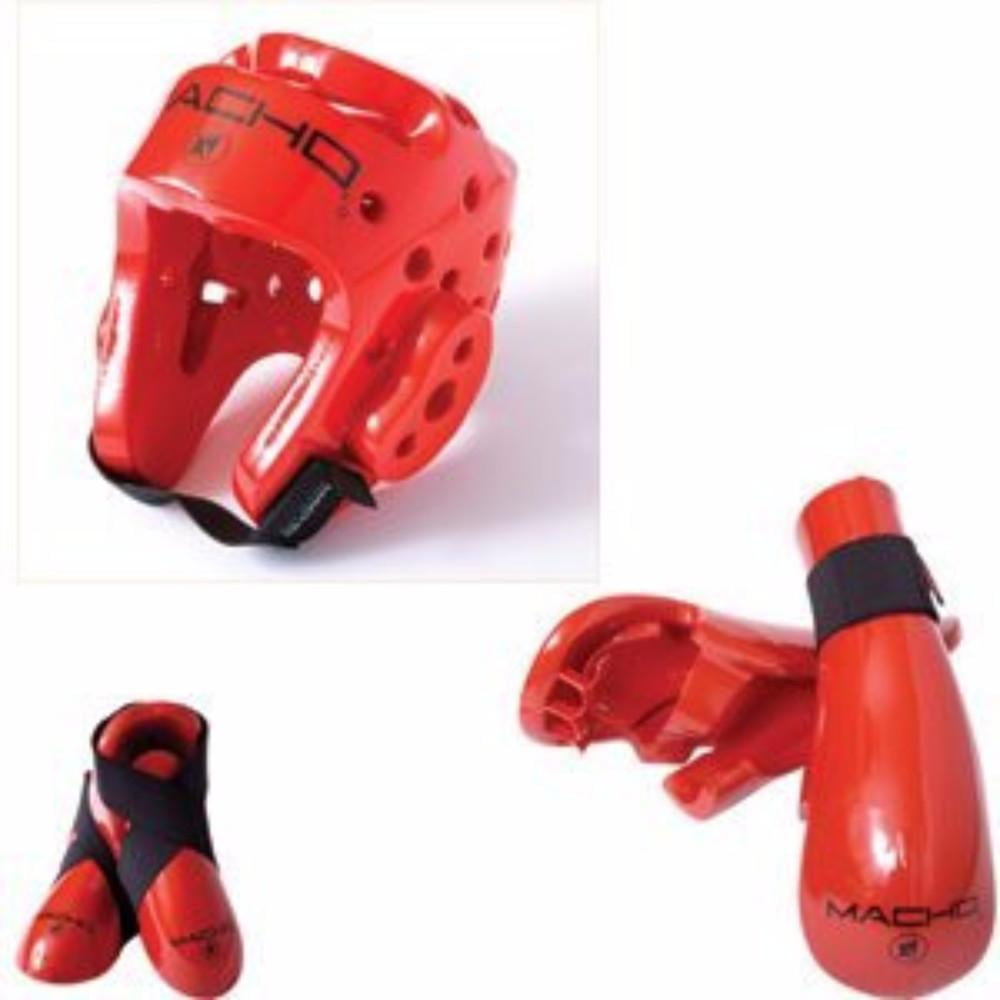 Macho Dyna RED Sparring Gear Set  Any Size 5 Piece Set 
