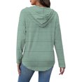 thumbnail image 4 of YHAJDS Womens Long Sleeve Tops Striped Hooded Button Drawstring Casual Spring Summer Top, 4 of 5