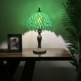thumbnail image 2 of Tiffany Table Lamp Green Stained Glass Leaves Included LED Bulb for Living Room Dining Room Bedroom Bedside 19"H*12"W, 2 of 6