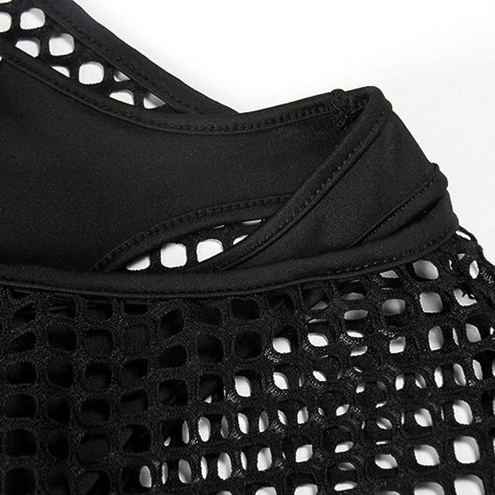 Women 80s T Shirts Neon Fishnet Mesh Top Off Shoulder Tops