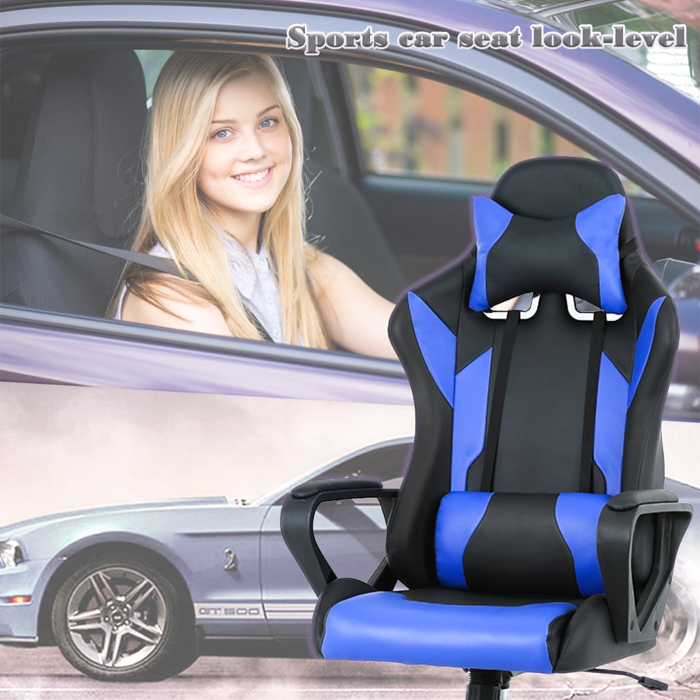 BestOffice Ergonomic & Lumbar Support Swivel Gaming Chair, Blue