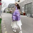 thumbnail image 2 of Mochila Kawaii con colgante de oso, lona estética, mochila escolar para estudiantes, bolso de hombro, mochila informal para el regreso a la escuela (púrpura), 2 of 5