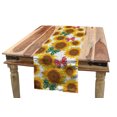 thumbnail image 1 of Floral Table Runner, Sunflowers Butterflies Green and Dark Pink Colored Wings on Plain Background, Dining Room Kitchen Rectangular Runner, 3 Sizes, by Ambesonne, 1 of 2