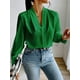 thumbnail image 4 of Blusas de Trabajo para Mujer, Blusas de Larga, Blusas de Oficina con Cuello en V, Blusas de para Mujer Verde L, 4 of 10