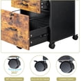thumbnail image 4 of Filing Cabinet with 2 Locks Keys Top Open Shelf, 2 Drawers Rolling File Cabinet for Legal/A4/Letter Size, Wood Printer Stand on Wheels Under Desk Storage for Office, Dark Brown, 4 of 14
