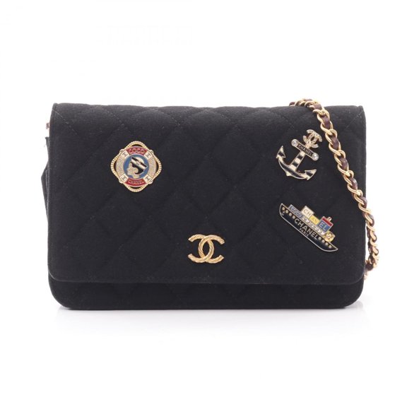 Pre-Owned CHANEL Matelasse Wool Shoulder Bag, Women's, Black (Good)