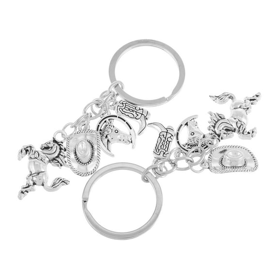 Masteelf 2pcs Cowboy Hats Boot Keychain Western Horse Keyring Alloy Key Rings Key Pendant Western Themed Key Ring for Western Fans Accessories