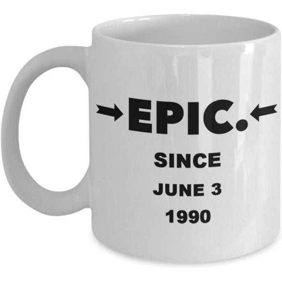 Epic Since June 3, 1990 Personalized 30th Birthday Coffee Mug Coffeetea Cup B-day Present for People Born on 631990, Congratulation Idea Yr34oy 97493