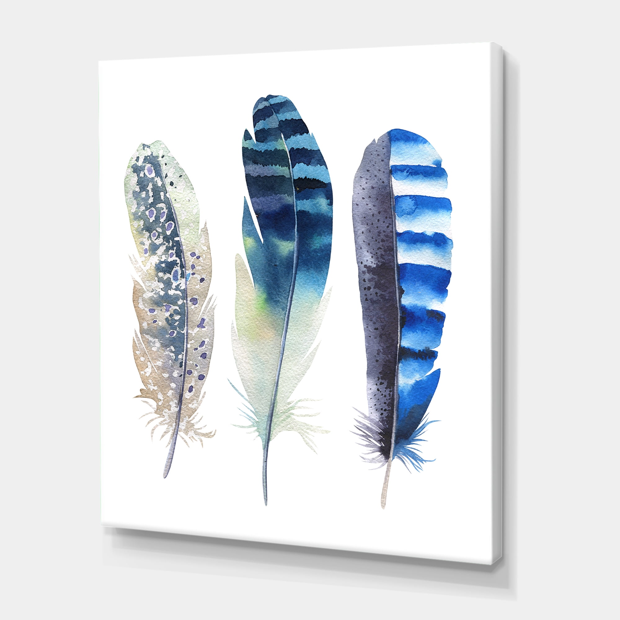 Designart ' Colourful Boho Art Feathers I ' Bohemian & Eclectic Canvas Wall Art Print
