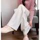 thumbnail image 2 of Pantalones de campana de punto adelgazantes de cintura alta para mujer, pantalones casuales de pierna estrecha, primavera otoño/invierno 2024, patrón de espigas de trigo blanco, 2 of 4