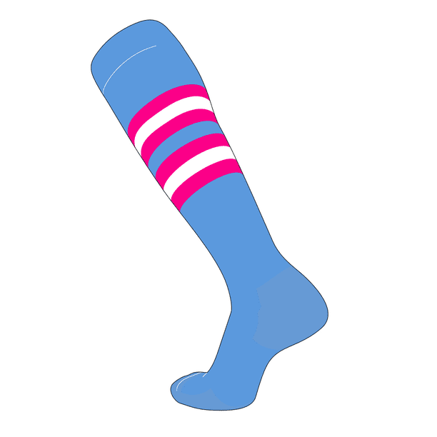 TCK Elite Baseball Football Knee High Striped Socks (I) Baby Blue, Hot