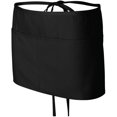 GYTY White Classic 12 Pack Black Server Waist Aprons, Waitress Half
