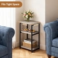 thumbnail image 5 of 3-Tier End Table,Tall Couch Table for Narrow Spaces,Bedside Table with Storage Shelves,Sofa Side Table for Living Room, Bedroom,Easy Assembly,Gray, 5 of 6