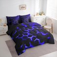 thumbnail image 3 of Manfei Geometric Hexagon 7-Piece Twin Bedding Sets,Minimalist Geometric Honeycomb Bedding Comforter Set,Black Purple Sheet Sets For Boys,Super Cozy Room Decor Reversible, 3 of 8