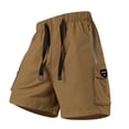 thumbnail image 2 of Garbnen Men Shorts Cargo Quick Dry Men's Bermuda Shorts Drawstring Lightweight Outdoor Workout Men’s Athletic Shorts with Pockets Brown M, 2 of 5