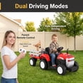 thumbnail image 6 of Funcid 24 Volt Ride on Toys with Remote, 5 AH Electric Ride on Vehicles for Kids, 240W Ride on Tractor, Power Car Wheels w/ Detachable Trailer, Bluetooth, Music, Taillight & Light Switch, Red, 6 of 7