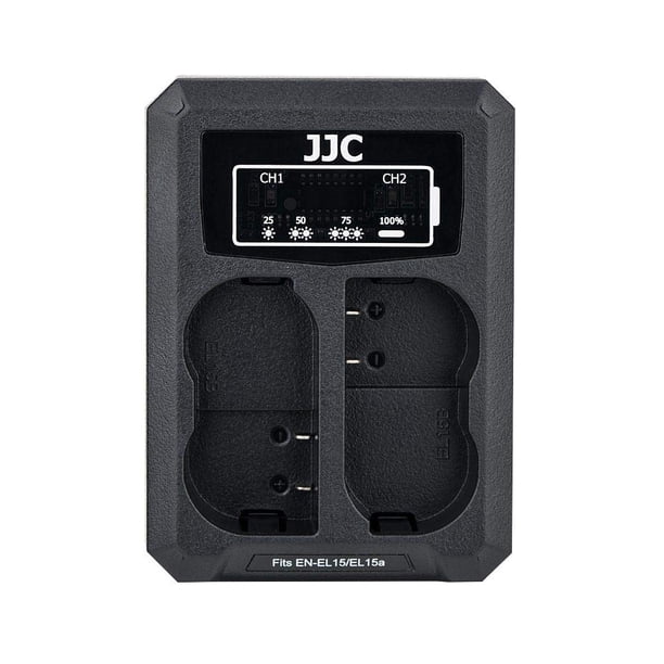 Cargador de batería JJC EN-EL15 USB de doble ranura para cámaras Nikon