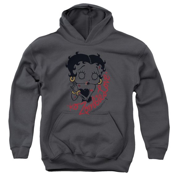 Betty Boop Classic Zombie Youth Pullover Hoodie Sweatshirt Charcoal