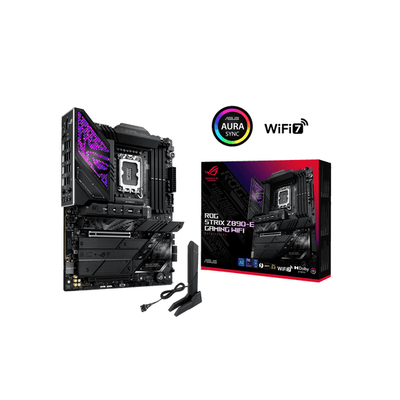 ASUS ROG STRIX Z890-E GAMING WIFI Intel® Z890 LGA 1851 ATX motherboard, Advanced AI PC-ready, 18+2+1+2 stages, DDR5, WiFi 7, 7x M.2, Thunderbolt™ 4, USB Type-C®, AI Overclocking, Cooling & Networking