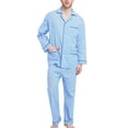 thumbnail image 1 of GLOBAL Mens 100% Cotton Pajamas Set Woven Drawstring Sleepwear Set with Top and Pants/Bottoms, 2-Piece Set, Size S-XXL, 1 of 2