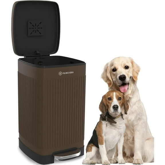 PAWZIDEA Dog Poop Trash Can Outside Odor Control, 5.3 Gallon Large Dog Waste Trash Can with Lid, Activated Carbon Pet Waste Station Container Backyard