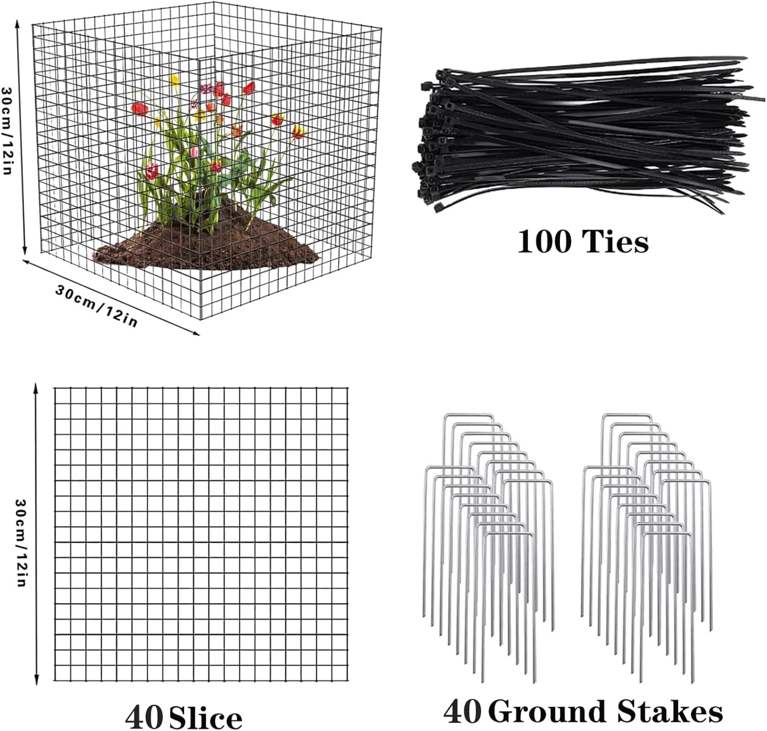 Small Wire Plant Protectors, 10 Pack 12" Square Plant Protectors from Animals Mesh Plant Cage Chicken Wire Cover for Protect Plants, Garden,Shrubs and Vegetables from Animals