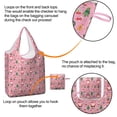 thumbnail image 4 of 5 Pack Foldable Shopping Bag,Pink Christmas Santa and Tree Pattern Reusable Grocery Bags with Pockets,Large Reusable Tote Bags with Handles Waterproof & Lightweight, 4 of 6