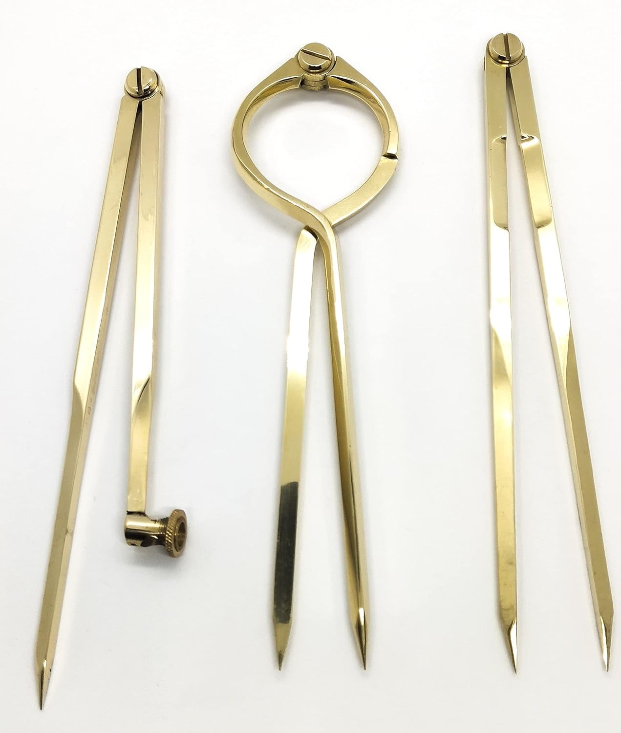 Solid Brass Straight Pattern Single Hand Navigation Chart Divider Pencil Compass – Set of 3
