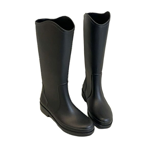 Woobling Ladies Rubber Boot Slip Resistant Garden Shoes Wide-Calf Rain Boots Comfort Waterproof Womens Casual Lightweight Work Black (High) 9