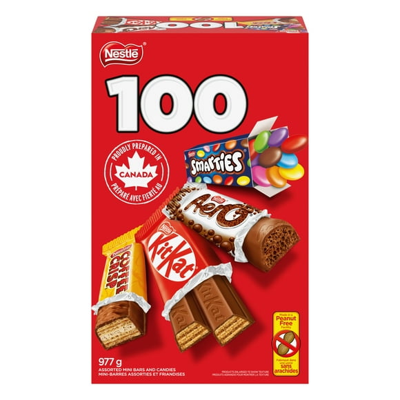 KITKAT, AERO, SMARTIES & COFFEE CRISP Mini Bars & Candies, Peanut-free Halloween Candy, Individually Wrapped, Made in a Peanut-free Facility, Prepared in Canada, 977 g