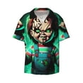 thumbnail image 2 of Lsque Chucky print Men's Cuban Collar Short Sleeve Shirt Summer Beachwear Casual Button Down Fashionable Vacation Leisure Shirt-XX-Large, 2 of 7