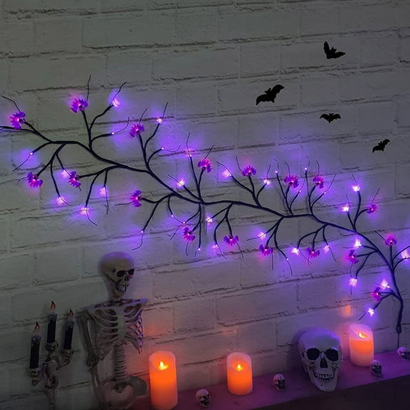 Halloween Decorative Lights Batss Vines Lights Home Party Decorationss Styling Lights LED Simulated Tree Lights 1.8-meter 54 Light
