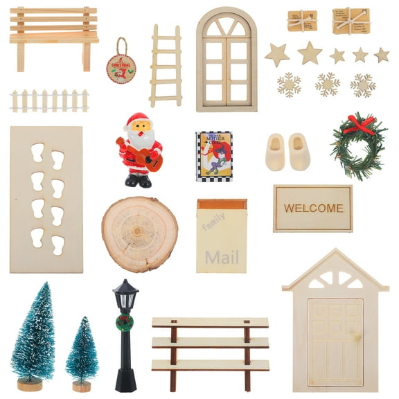 OUNONA  Doll House Decoration Model Mini Xmas Tree Garden Decorations