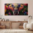 thumbnail image 3 of Colorful Tribal Elephant with Tropical Flowers Framed Canvas Wall Art 48x24 Inch Vibrant Animal Print for Living Room Bedroom Office, 3 of 5