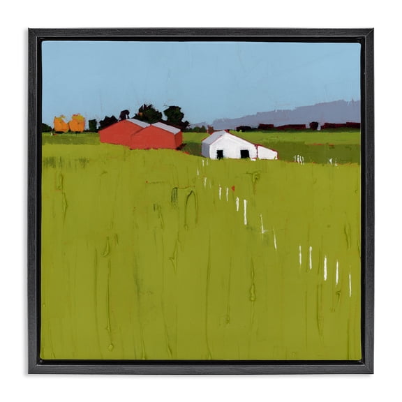 Pastoral Fence Line Black Framed Floater Canvas Wall Art, design by Ruth LaGue