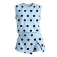 thumbnail image 4 of Womens 2 Piece Skirt Set Summer 2026 Polka Dot Print Crew Neck Sleeveless Tank Tops Asymmetrical Wrap Skort Outfits,Blue,M, 4 of 7