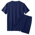 thumbnail image 3 of JIANJIA Mens Pajama Sets Summer Solid Color Quick Drying Round Neck Short Sleeve Shirt Tops And Shorts Running Sports Casual Two Piece Sleepwear Loungewear,Blue,M, 3 of 3