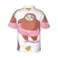 thumbnail image 3 of Picia Sloth with Donuts1 Gentle Cotton Regular Fit Short Sleeve Casual Hawaiian Shirt for Men-XX-Large, 3 of 9