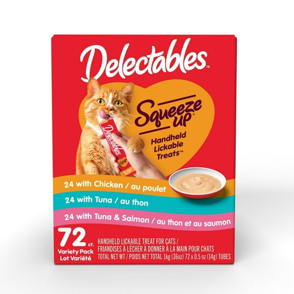 Friandises humides pour chats Delectables™ au poulet, au thon et au thon/saumon Squeeze Up™ (paquet de 72)