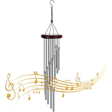 Wind Chimes Outdoor Wind Chimes with 12 Solid Wood Aluminum Tube Melodious Wind Chimes Musical Wind Chime for Indoor Garden Patio Balcony Home Decor Gift, Silver