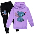 thumbnail image 3 of Lilo Stitch Chándal 2 Piezas Sudadera con Capucha Conjunto de Pantalones con Capucha Ropa Deportiva para niños-Púrpura-160 cm brillar Electrónica, 3 of 3