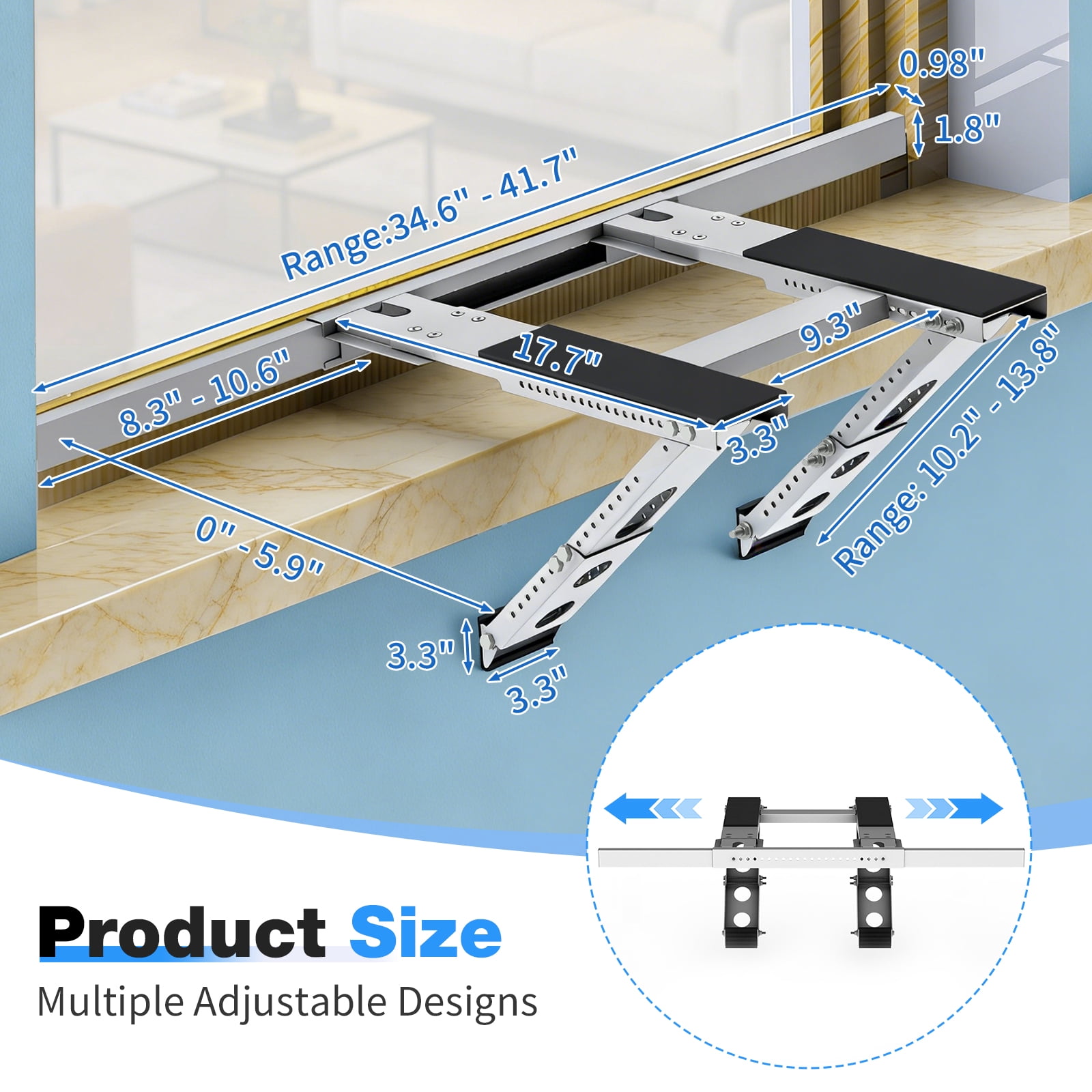 Ktaxon Window Air Conditioner Support Bracket, Universal AC Mount, No Drilling, Fits Single Or Double Hung Windows