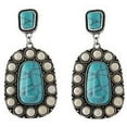 thumbnail image 2 of Bohemian Turquoise Geometric Oval Flower Drop Dangle Earrings Ethnic Teardrop for Women Statement Cowgirl Boho Jewelry, 2 of 10