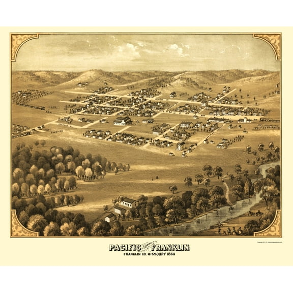 Historic Panoramic View - Pacific Missouri - Ruger 1869 - Vintage Wall Art