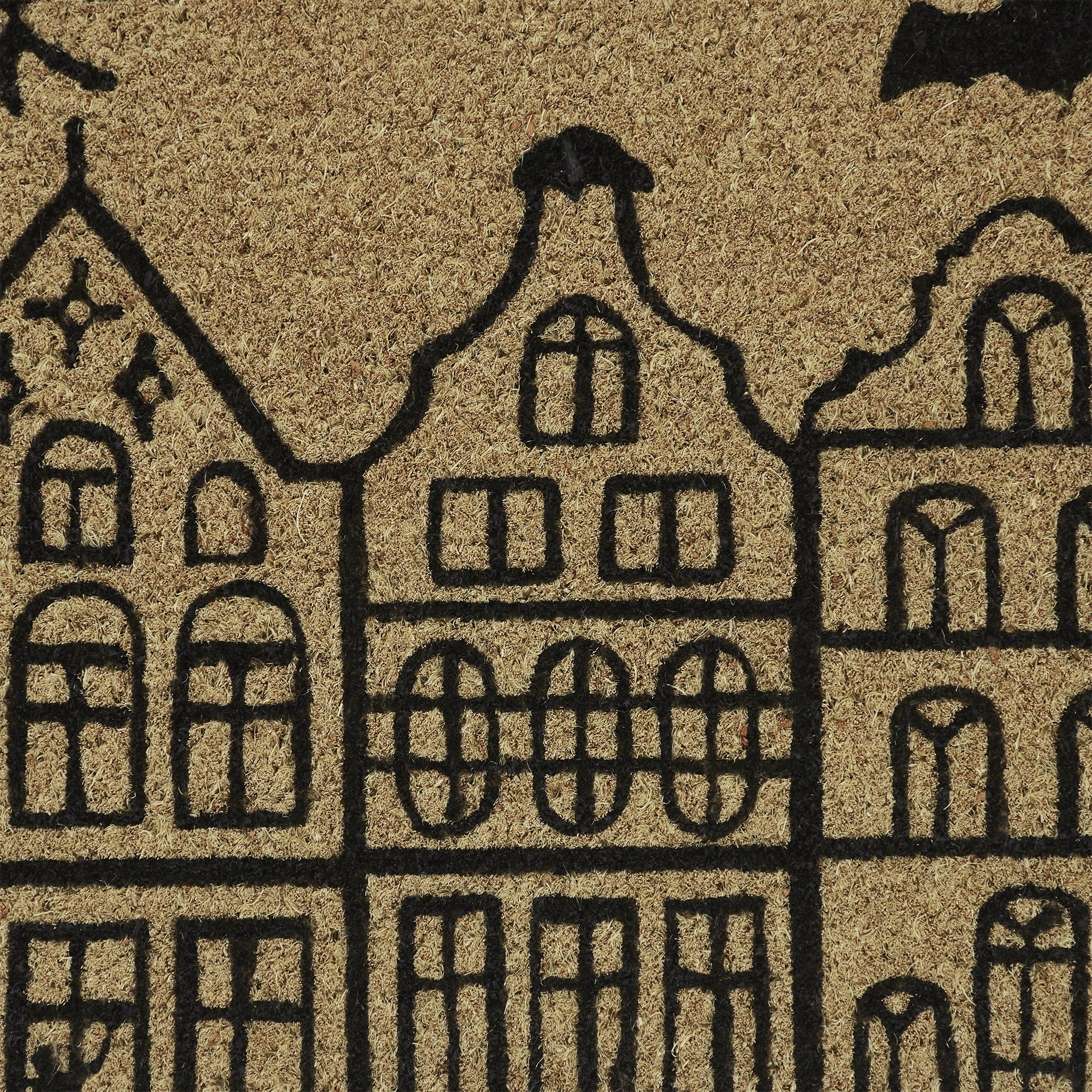 My Texas House Natural/Black Bats Halloween Outdoor Coir Doormat, 18" x 30"