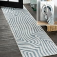 thumbnail image 4 of JONATHAN Y WSH309A-28 Maze Abstract Two-Tone Low-Pile Machine-Washable Blue/Cream 2 ft. x 8 ft. Runner Rug, Bohemian, Pet Friendly, Stain Resistant, Easy to Clean, for Living Room; Kitchen, Bedroom, 4 of 10