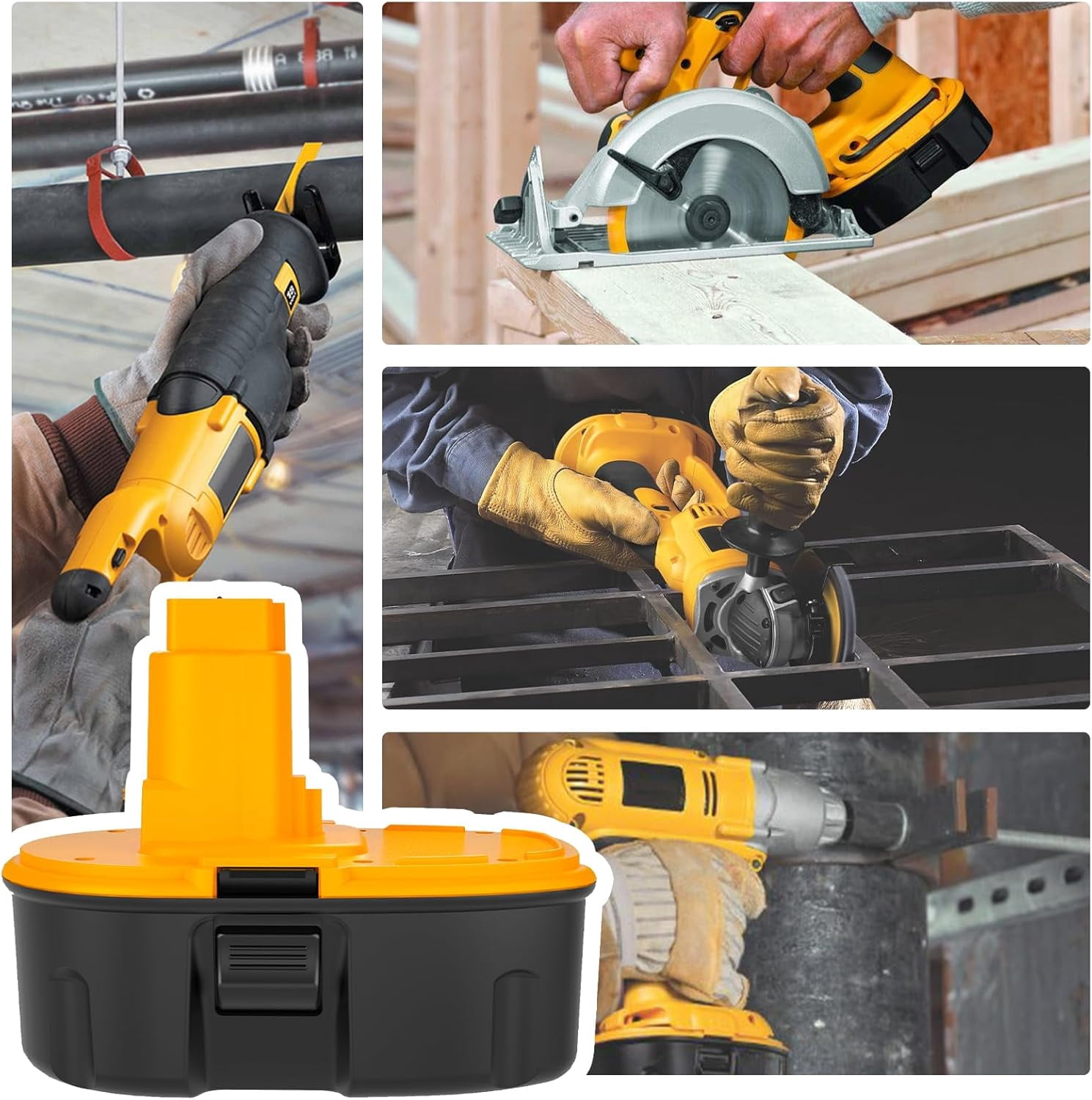 2 Packs 4000mAh High Capacity Ni-Mh DC9096 DC9098 DC9099 DW9096 Battery Replacement for Dewalt 18V Battery  DW9098 DW9099 DE9095 DE9098 DE9091(Yellow)